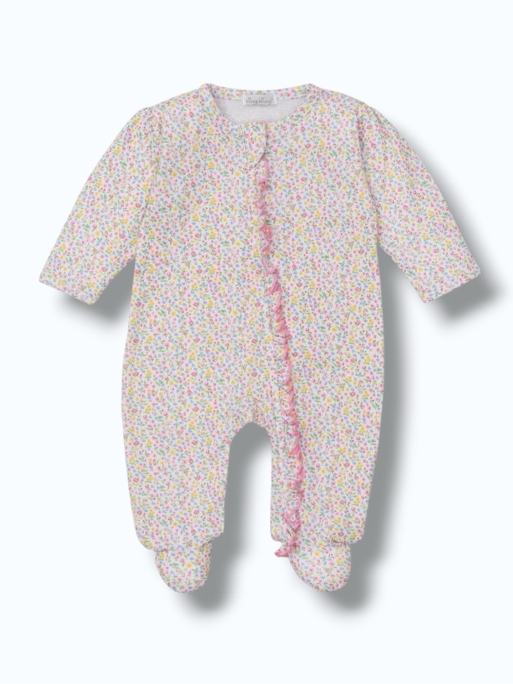 Kissy Kissy Garden Trellis Floral Zip Footie Baby Girl NB Pima Cotton Ruffle